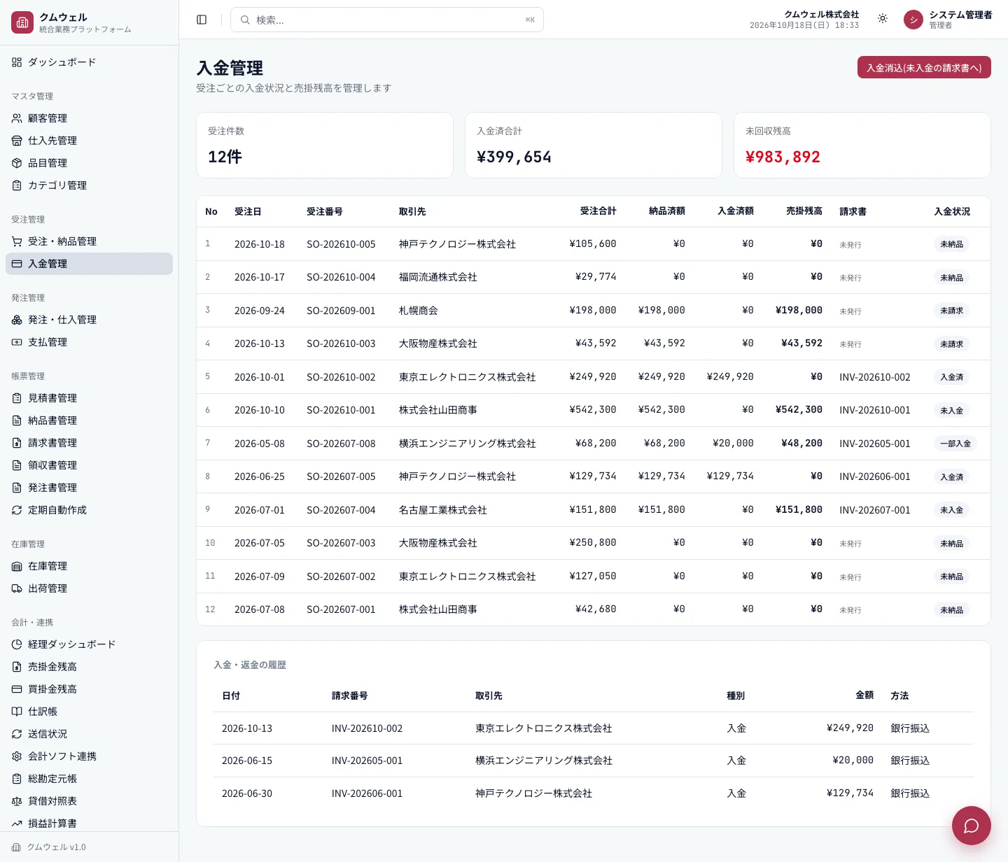 入金管理